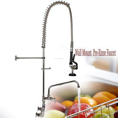 Commercial Wall Mount Pre Rinse Faucet W/ 12" Add On Sink Hotel Restaurant
