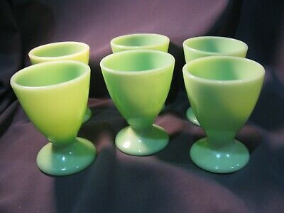 Mckee Jadeite Jadite Green Glass Footed Wines / Large Egg Cups - Six - Wonderful
