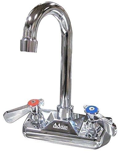 Aa-410g 4" Wall Mount Commercial Hand Sink Faucet With 3-1/2" Gooseneck Spout