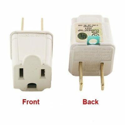 3 Prong To 2 Prong Outlet Electrical Ground Ac Adapter Grounding Converter Beige