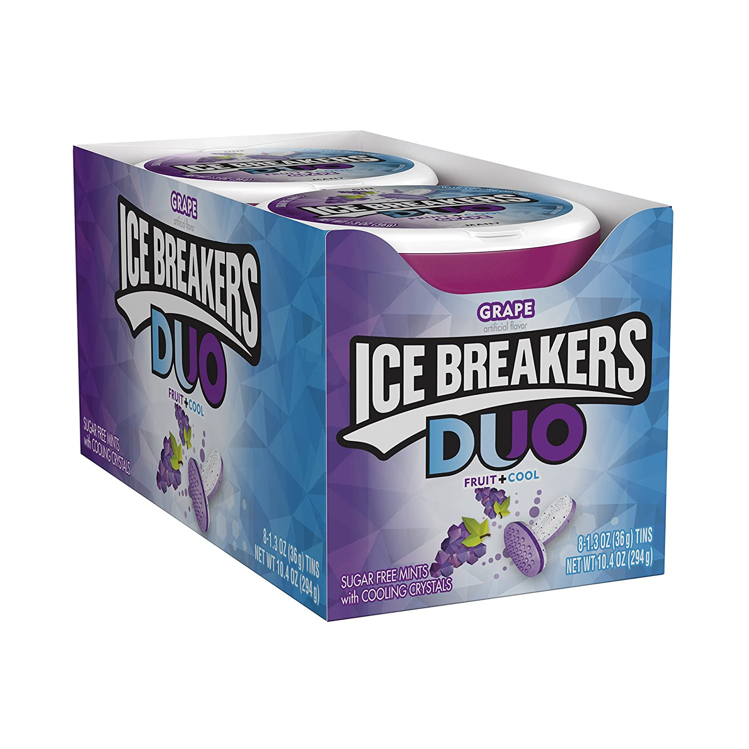 ICE BREAKERS Duo Sugar Free Mints, Grape, 1.3 Ounce Pack Of 8